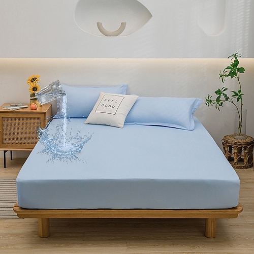 Queen Voll König Schutzbettbezug Wasserdichter Matratzenschoner Fitted Wasserdichtes Blatt Bettprotektor Matratzenbezug 360°All-Paket Tiefe Tasche Ultra-weiches Spannbettlaken Atmungsaktiv Image