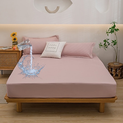 Queen Voll König Schutzbettbezug Wasserdichter Matratzenschoner Fitted Wasserdichtes Blatt Bettprotektor Matratzenbezug 360°All-Paket Tiefe Tasche Ultra-weiches Spannbettlaken Atmungsaktiv Image