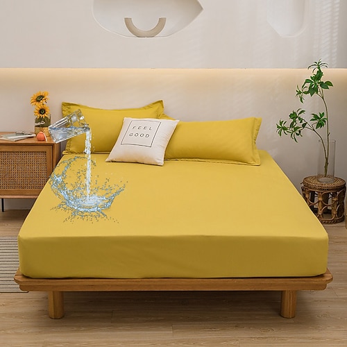 Queen Voll König Schutzbettbezug Wasserdichter Matratzenschoner Fitted Wasserdichtes Blatt Bettprotektor Matratzenbezug 360°All-Paket Tiefe Tasche Ultra-weiches Spannbettlaken Atmungsaktiv Image