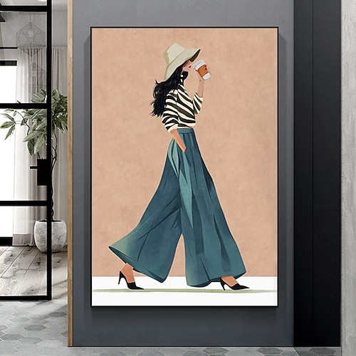 Mintura handgefertigte Ölgemälde mit Figur auf Leinwand, Wandkunst, Dekoration, modernes abstraktes Mädchenbild für die Inneneinrichtung, gerolltes, rahmenloses, ungedehntes Gemälde Image