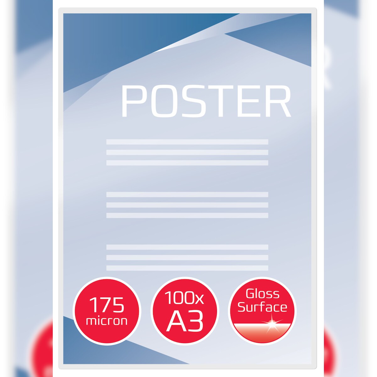 GBC Document Laminierfolien DIN A3 Glänzend 175 Mikron (2 x 175) Transparent 100 Stück Image