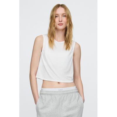 Gap Womens White Breathe Cropped Muscle Vest - White