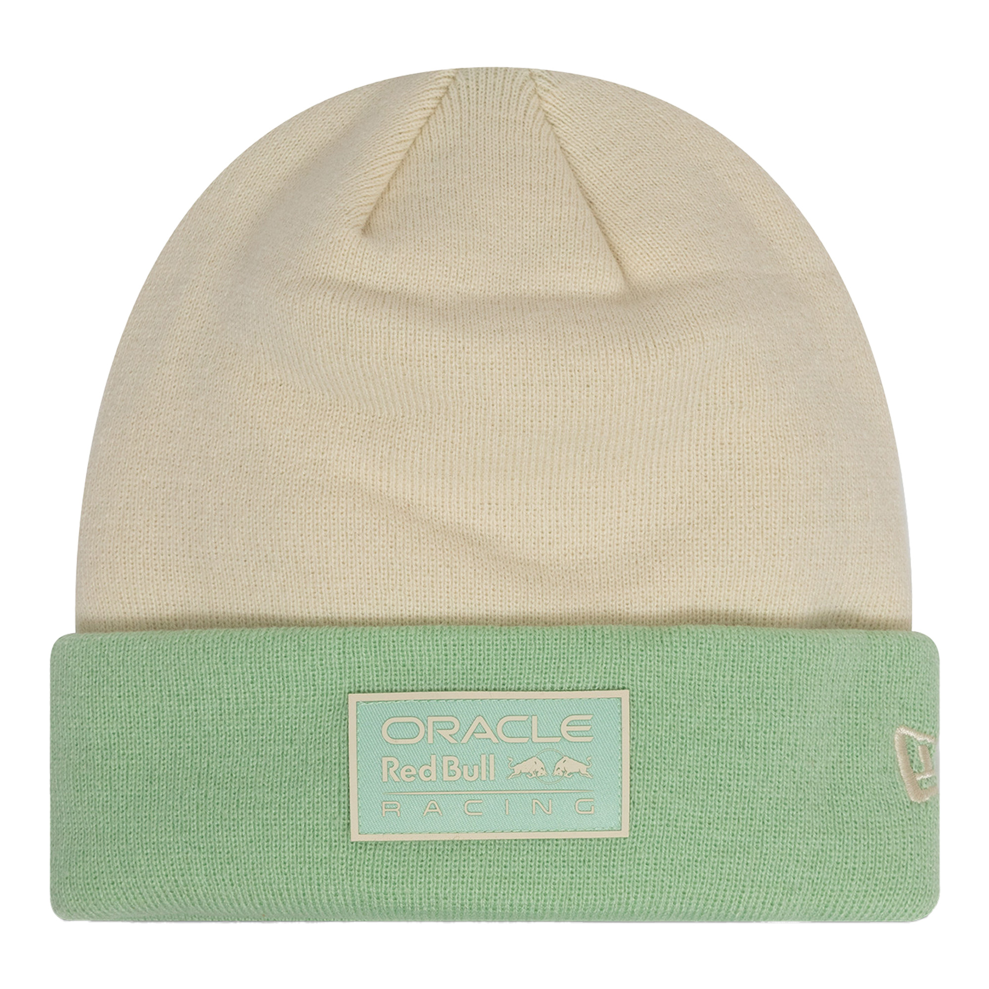 Red Bull Racing New Era Contrast Cuff Beanie - Light Cream/Green Image
