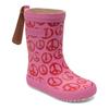 Gummistiefel BISGAARD "fashion Weite: normal", Kinder, Gr. 32, peace on earth pinky, Gummi, gemustert, casual, Schuhe, Matschstiefel mit Print, Größenschablone zum Download