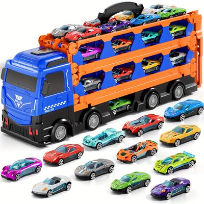 TEMU Toy Trucks Ejection Race Track, Catapulting With 24 Cars, Toy, Cars Storage And Toy Truck For 4 9 Years Old Boys And Girls