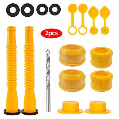 TEMU Gasoline Nozzle Replacement, Gasoline Nozzle, Flexible Dumping Nozzle, For Most 1/ 2/ 5/ 10 Gallon Tanks, Fuel Nozzle Replacement (4pcs Set - Yellow)