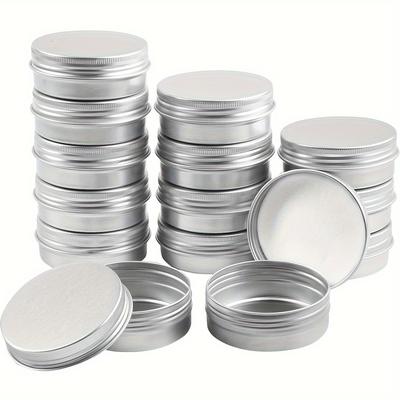 TEMU 40 Aluminum Round Jars With Lids 2 Oz Metal Silver Jars With Screw Lids Containers For Craft Storage