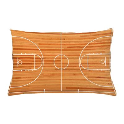 TEMU Contemporary Sports Cushion Cover, 1pc 12x20 Inch, Basketball Court Design On , Decorative Rectangle Accent Throw Case, Zippered, Machine Washable, Woven Polyester Fabric, For Various Room Types