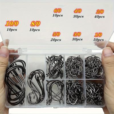 TEMU 200pcs Premium Octopus Fishing Hooks Set - Strong, Steel With Design & Point For Hooking - Sizes 1/0 To 10/0 Included