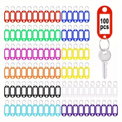 TEMU 100pcs Colorful Plastic Key Tags With Straps, Keychain Labels, For Office Organization, Hotel , Sorting