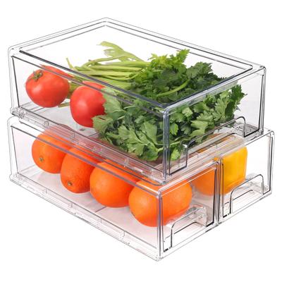 TEMU Whonline 3 Pack Fridge Organizer Bins And Drawer Set, Clear Fridge Organization Box With Stackable Fridge Drawer Bpa-free For Food Fruit Vegetable