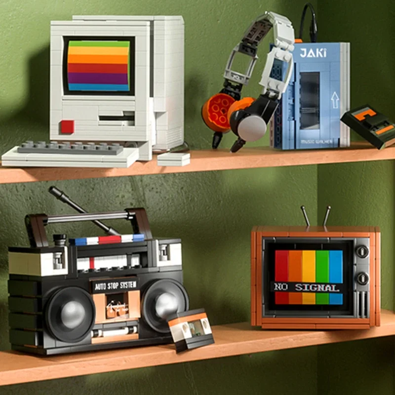 DIY MOC Kreative Ideen Retro Schreibmaschine Computer TV Bausteine Klassische Spiel Maschine Radio MOC Modell Kit Spielzeug Erwachsene Geschenk Kind Image