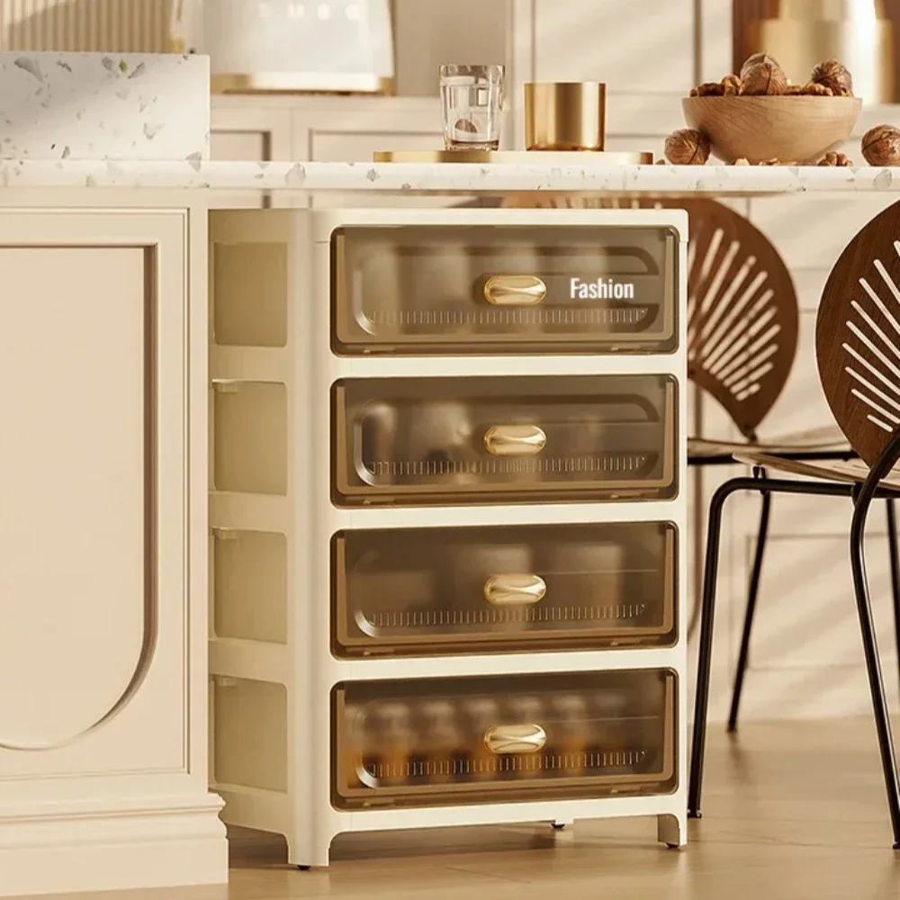 Aufbewahrungsschrank für Zuhause, Nachttisch, stapelbarer Kunststoffschrank, mehrschichtige Schublade, faltbarer Organizer, Snackspielzeug, Kommode