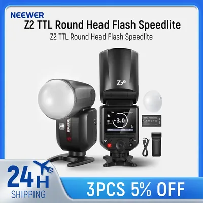 NEEWER Z2 2.4G TTL Round Head Flash Speedlite Compatible with Sony/Nikon/Canon Cameras, 3000mAh Battery, 600 Full Power Flash