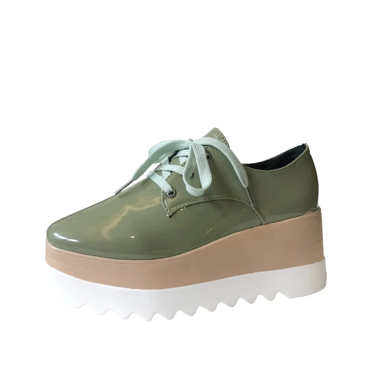 Neue Mode Lace Up Plattform Schuhe PU Leder frauen Casual Schuhe Höhe Erhöhen 7cm Damen Schuhe Britischen Stil frauen Pumpen