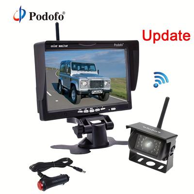 TEMU Podofo Digital Reversing Camera Set With 7 Inch Lcd Monitor Night Rear Camera For Motorhome/ / Truck/ Bus/ Van (12-24 Volt)