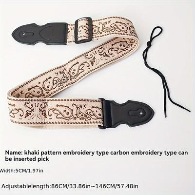 TEMU Embroidered Guitar Strap, Wide Thick Acoustic And Electric Bass Strap, Style Guitar Belt In Mixed Colors - Fabric Material