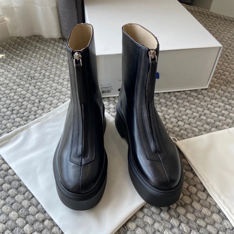 Knöchelhohe Stiefel für Damen, 2025, neues Set, Chelsea-Stiefel mit Reißverschluss, dicker Absatz, dicker Boden, kurze Stiefel, Herbst- und Winterschuhe