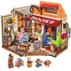 Robotime Kit per casa in miniatura Libreria angolare per casa delle bambole fai-da-te con kit artigianali per casa delle bambole fai-da-te a LED per adulti Compleanno per donne Bambini