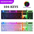 Tastiera da gioco USB RGB Tastiera cablata da 104 tasti Tastiera standard Tastiera retroilluminata con pulsante galleggiante per PC Computer portatile