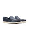 Bootsschuh CLARKS "Bratton Loafer", Herren, Gr. 45, blau (navy leather), Nubukleder, casual, Schuhe, Bootsschuh, Mokassin, Slip-On Sneaker mit Ziernaht
