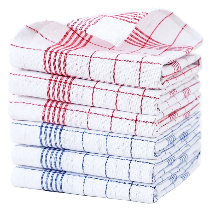 Grands essuie-vaisselle de cuisine à carreaux, essuie-plat absorbants, chiffons de nettoyage doux et réutilisables, chiffons à vaisselle à séchage rapide pour laver la vaisselle