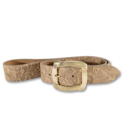 Ledergürtel SILBERGIFT, Damen, Gr. 105, beige, Rindsleder, feminin,modisch,elegant, Gürtel, Vollrindleder, Blumen-Muster Image