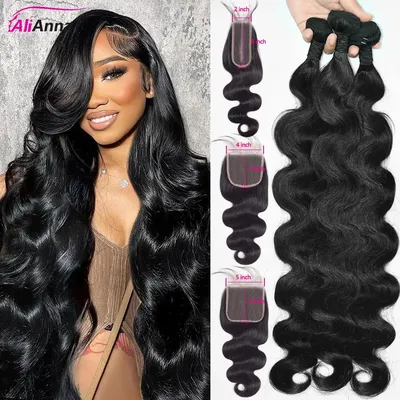 Body Wave Human Hair Bundles And Closure 2x6 HD Lace Closure Human Hair Bundles With 4x4 Closure