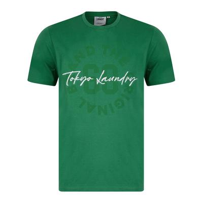 T-Shirts Carcle Embroidery & Print Motif Cotton Jersey T-Shirt in Fir Green / M - Tokyo Laundry