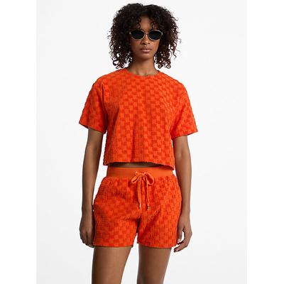 Michael Kors Oversized Logo Jacquard Terry Shirt Red L