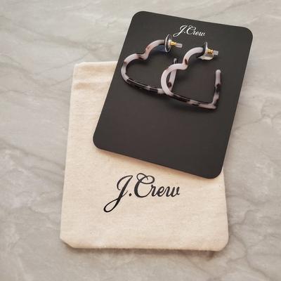 J. Crew Jewelry | J.Crew Valentines Day Hoop Dangle Drop Tortoise Heart Drop Dagnle Earrings | Color: Black/Gray | Size: Os