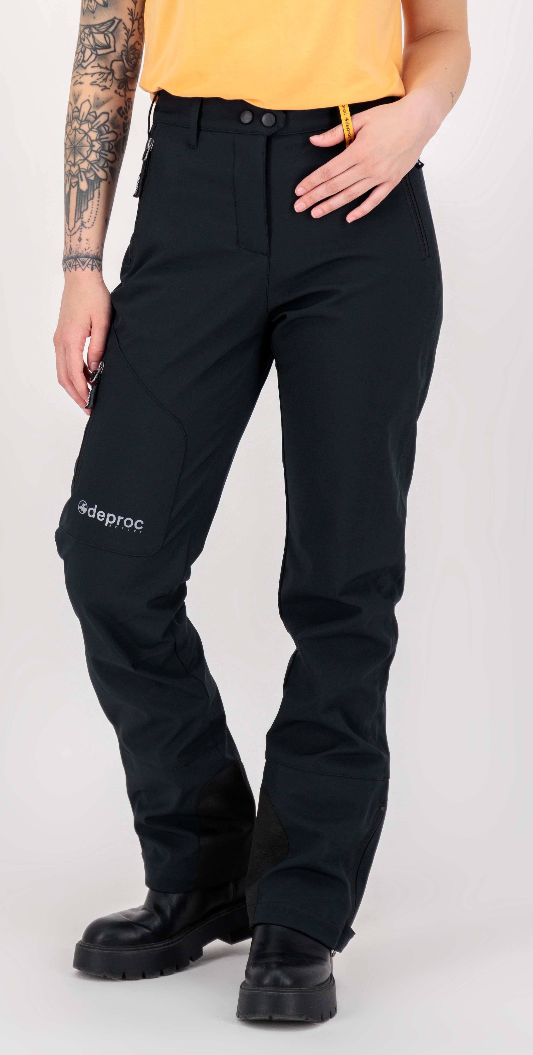 Softshellhose DEPROC ACTIVE "STERLING WNTR WMN", Damen, Gr. 20, Normalgrößen, schwarz, 96% Polyester; 4% Elastan mit TPU Membrane, Hosen Softshellhose, auch in Großen Größen erhältlich