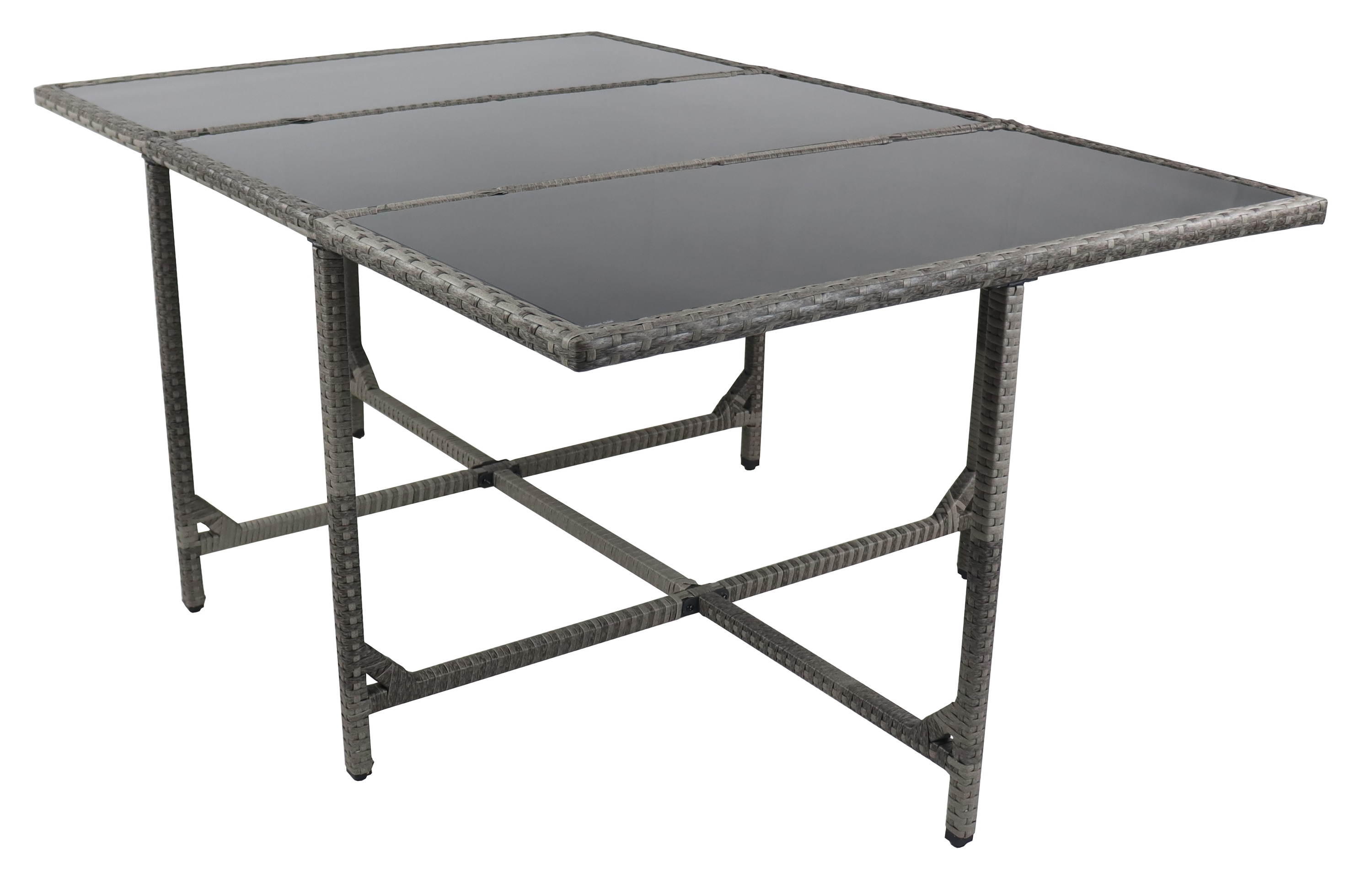 Gartentisch VCM "VCM Gartentisch Tisch aus Rattan Maße ca. H. 74 x B. 170 x T. 110 cm Gartentisch Gartenmöbel ¿ Raloso 170x110" Gr. 74, grau, B:170cm H:74cm T:110cm, Tische, Gartentisch