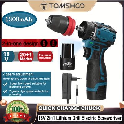 TEMU Tomshoo Household 3in1 Multifuctional Electric Drill Mini Screwdriver Rotation Ways Adjustment 25 Gears Of Torques Adjustable Image