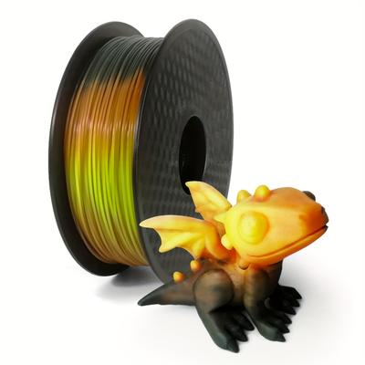 TEMU Temperature-sensitive Rainbow Pla Filament - Orange To Yellow Gradient, Black To Red Transition, 1.75mm, 250g Spool Image
