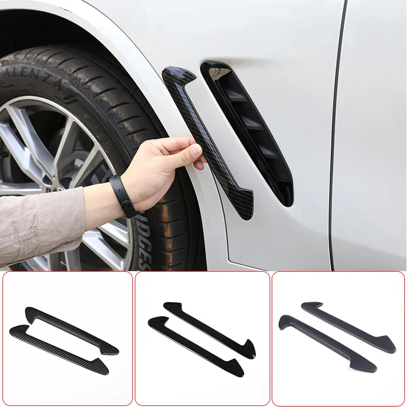 Auto-Seitenkotflügel Lufteinlass-Aufkleber Haifischflossen Seitenlüftungsabdeckung Zierleiste für BMW X3 X4 G01 G02 2018-2022 Image