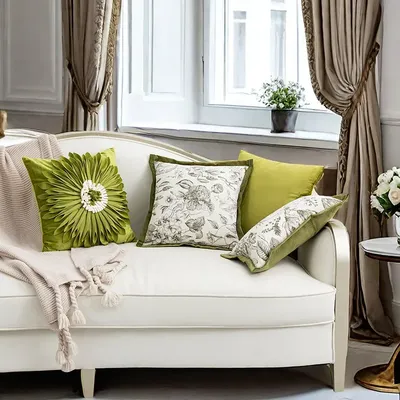 Grünes Licht Luxus Kissen bezug dekorative Blume Jacquard Patchwork Kissen bezug nordische moderne Image