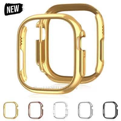 Für Apple Watch 49 mm, 46 mm, 42 mm, 38 mm, 41 45 mm, 40 44 mm, plattierte Skelett-Abdeckung, harter Image