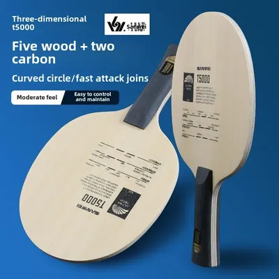 SANWEI T5000 CARBON Tischtennisschläger (5+2 Carbon) T-5000 Ping-Pong-Schläger Paddel mit Abdeckung Image