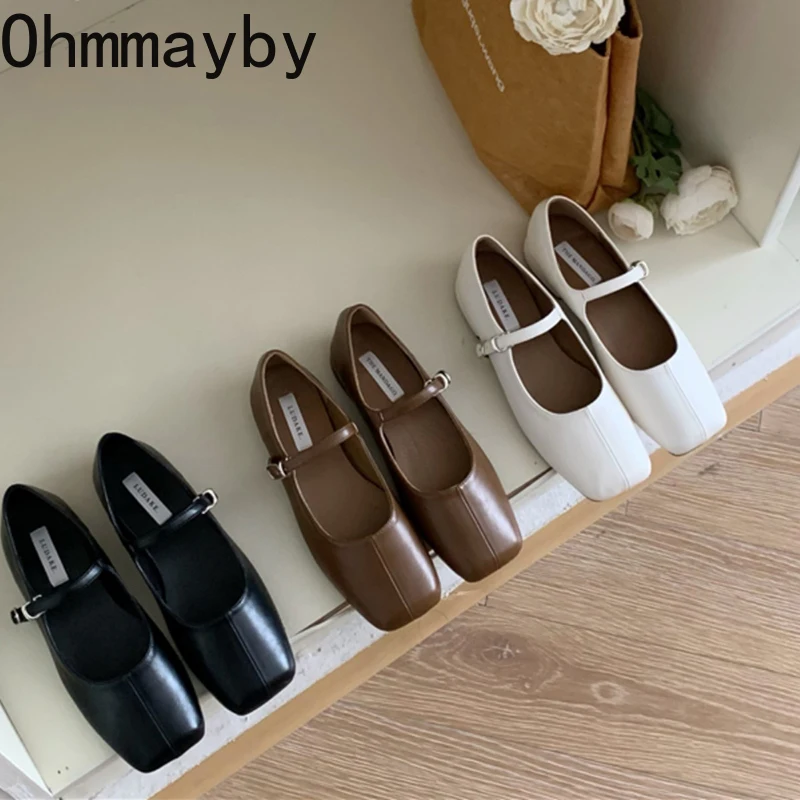 Quadratische Ballerinas für Damen, Modische Schuhe mit Weicher Sohle, Frühjahr 2026, Elegante Mary Jane Schuhe im Street-Style