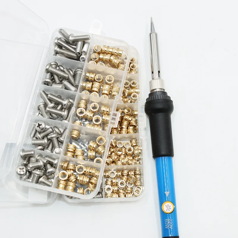 M2 M3 M4 Heat Set Einsatz 3D-Druck Lötkolben Spitze Maschinenschraube und Messing Gewindeeinsätze Mutter Bolzen Werkzeugset Spielcomputer Image