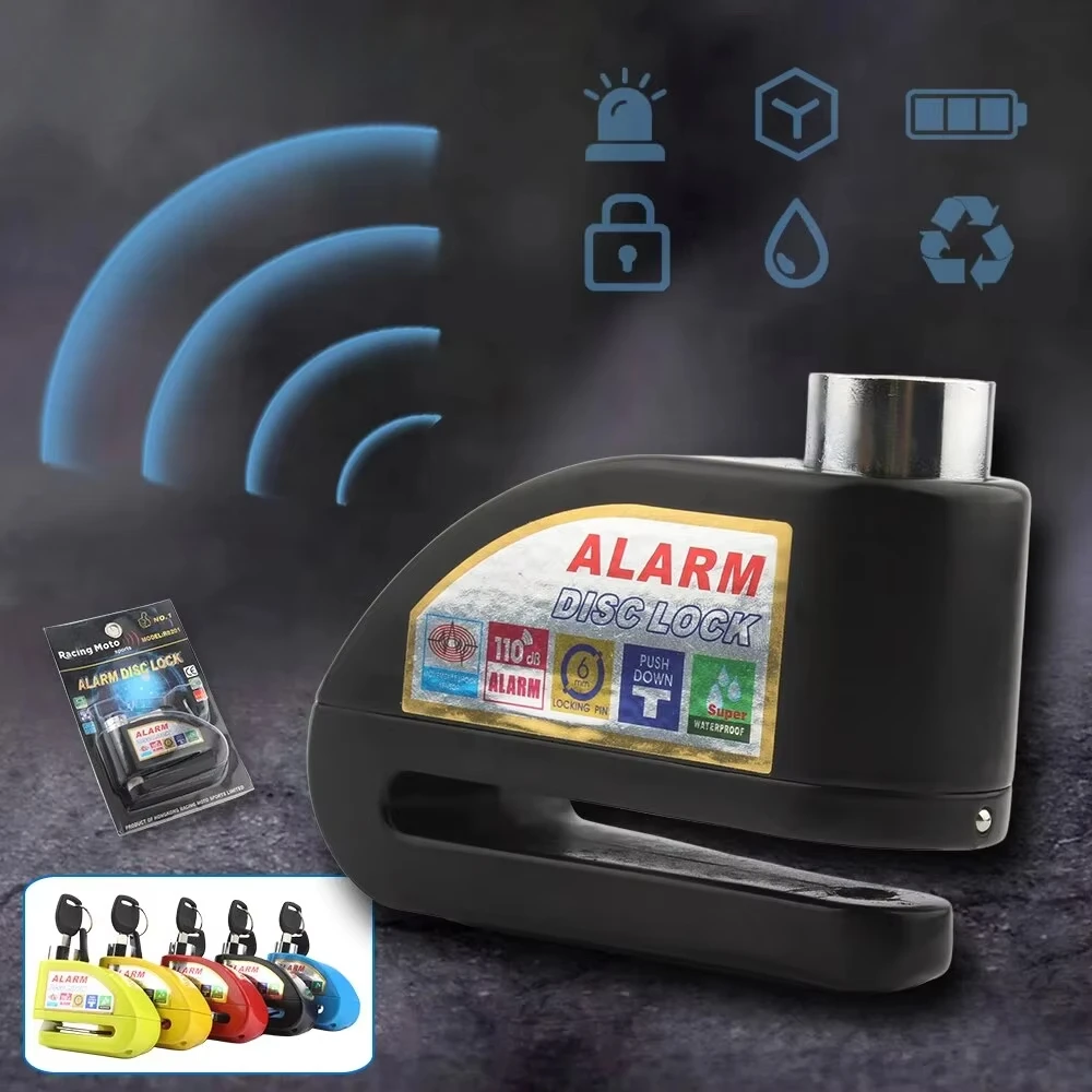 Motorrad Alarm Lock Rad Scheibenbremse mit Schlüssel Motorrad Roller Fahrrad Wasserdicht Anti-Diebstahl Aluminium Legierung Sicherheit Bremse Loc Image