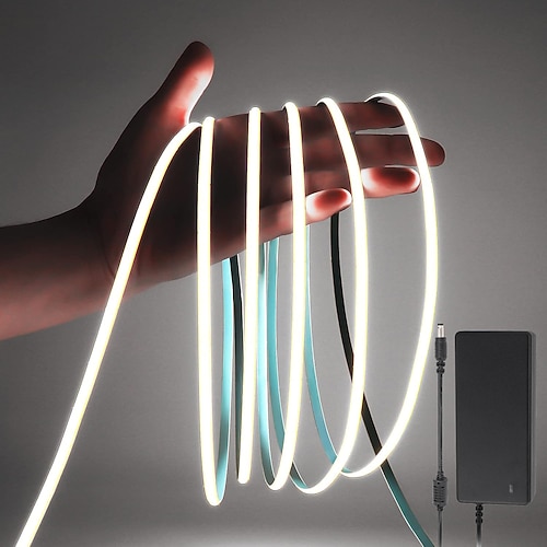 24V COB LED Lichtband 4-10m ultra schmal 5mm 3000K 4000K 6000K LED Band CRI90 kein dunkler Bereich dimmbar flexibel und zuschneidbar LED Band geeignet für Innen Hotel Heimdekoration Image