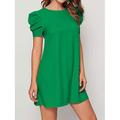 Damen Mini Kleid T-Shirt Kleid Tee Kleid Shift Kleid A Linie Kleid Einfarbig Puffärmel Kleid Freizeit Urlaub Alltag Reguläre Passform Grafik Kurzarm Rundhals Schwarz Rot Dunkelgrün Grün Sommer
