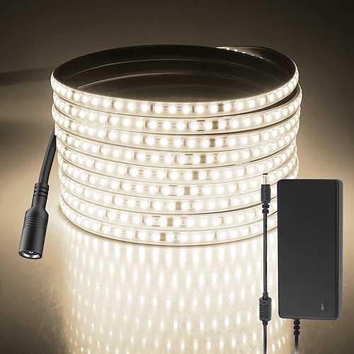 Wasserdichter LED-Lichtstreifen für den Außenbereich, IP67, 3–12 Meter, 3000 K, warmes Licht, DC24 V, dimmbares Silikon-LED-Band, hohe Dichte, 120 LEDs, 8 W/m, geeignet für Außenwand-, Garten- und Image