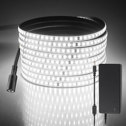 Wasserdichter LED-Lichtstreifen für den Außenbereich, IP67, 3–12 Meter, 3000 K, warmes Licht, DC24 V, dimmbares Silikon-LED-Band, hohe Dichte, 120 LEDs, 8 W/m, geeignet für Außenwand-, Garten- und Image