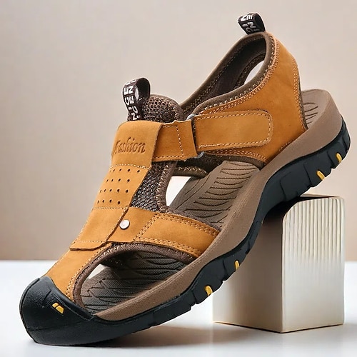 Herren Sandalen Sportliche Sandalen Outdoor-Wandern Sandalen Spaltleder Atmungsaktiv Bequem Rutschfest Loafer Dunkelbraun Rot Braun Blau