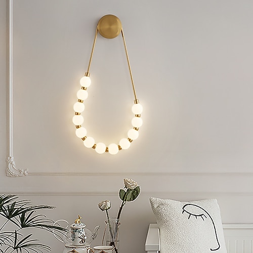 Gold-Finish, U-förmige Halskette mit 10 Acrylperlen, Wandleuchte, Wandleuchte, 110-240V, 10W Image