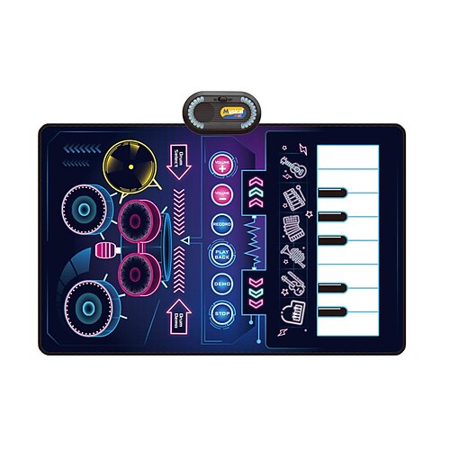 Multifarbiger interaktiver Boden Klavier Tastatur - 24 Sounds Musikalische Matte Polyester Tierdesign Teppich Decke Spielzeug Touch Weihnachtsgeschenk Image