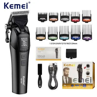 Kemei KM-1858 10W Barber Professional Electric Hair Clipper DLC Blade Trimmer Cordless USB Charging